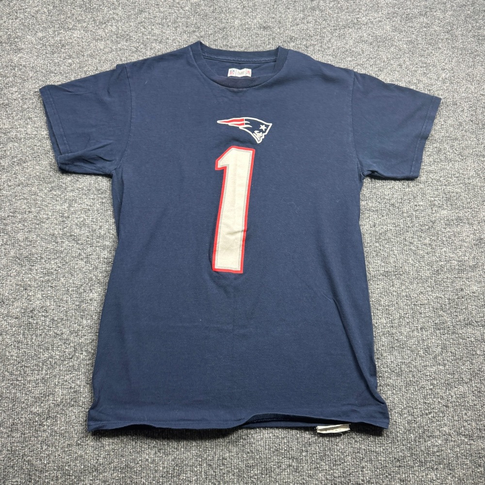 Cam Newton 1 New England Patriots NFL Team‎ Apparel Shirt Mens S Blue Football